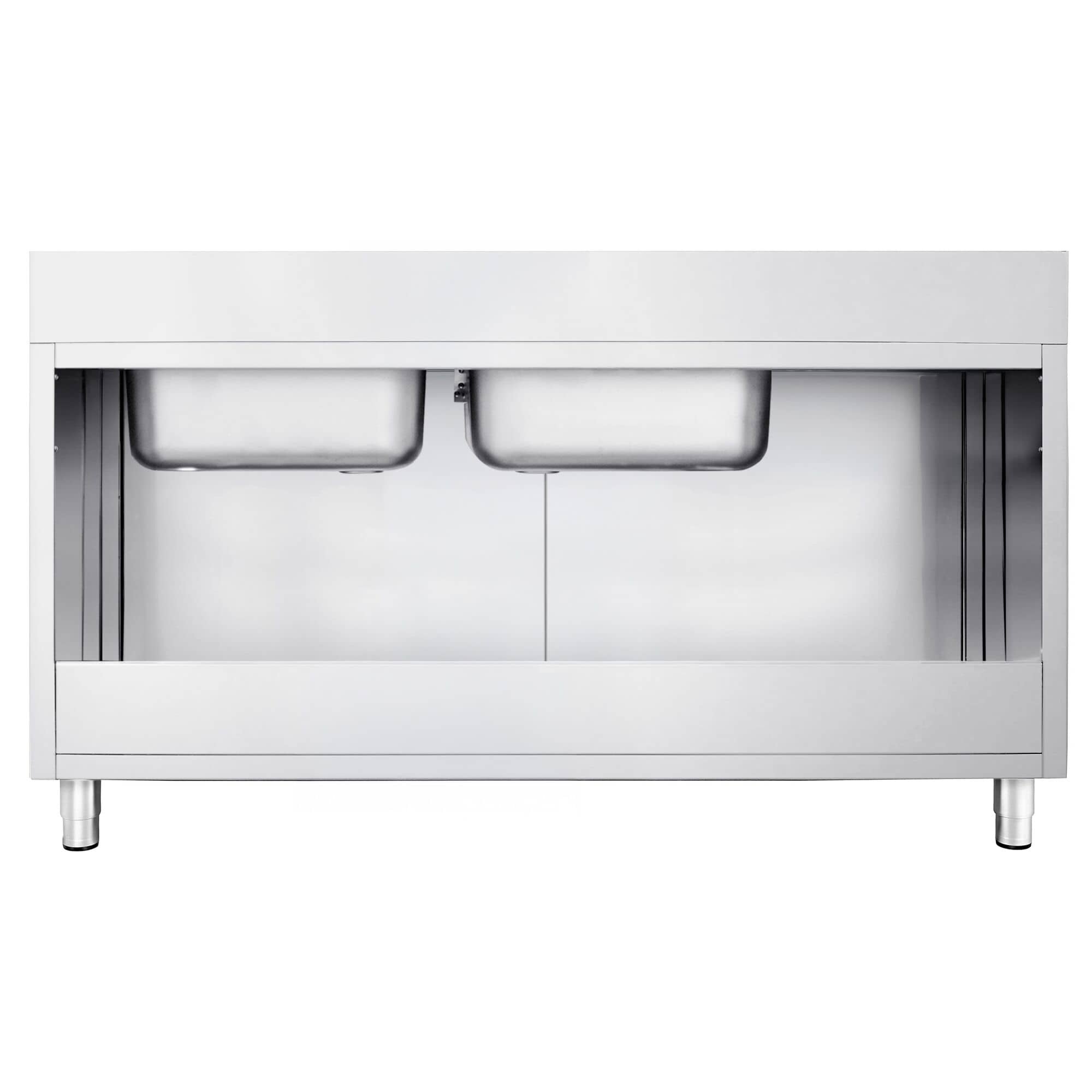 Chiuvetă tip dulap PREMIUM - din oțel inoxidabil - 2000x600 mm - cu 2 cuve pe dreapta — 6