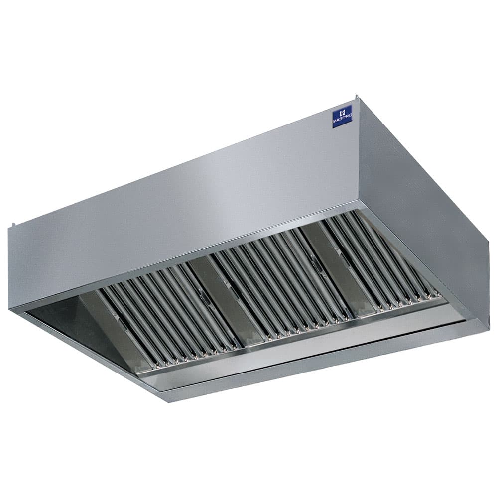 wall-mounted cubic hood with integrated lighting, 3600x1100 mm