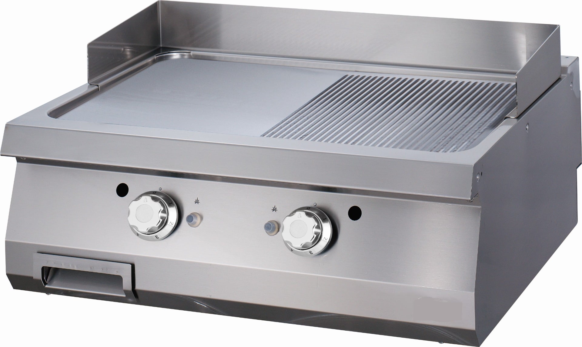 Heavy Duty Griddle - Half Grooved - Double Unit - 70cm Deep - Gas