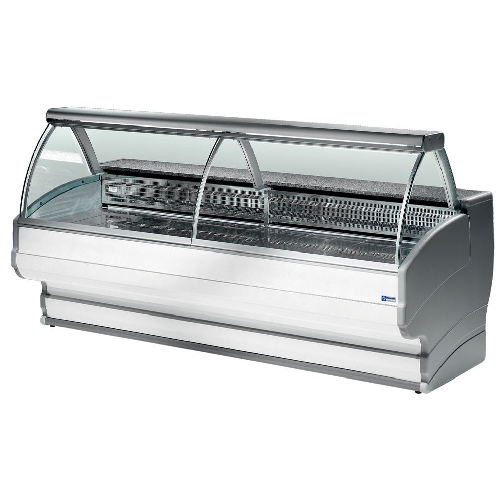 Refrigerated display counters, curved glass with storage space – Lichidare stoc