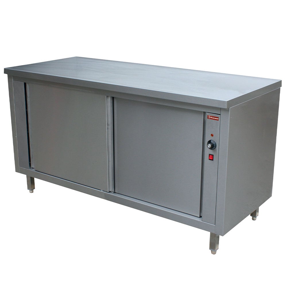 Working table on heating cupboard "pass through" sliding doors
