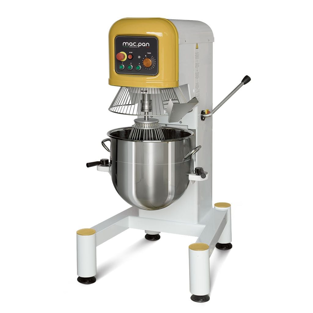 Mixer planetar industrial capacitate mare Macpan seria PL (80 - 160 Litri), ridicare automată cuvă | Dim: Dela950x860xH1685mm(380kg)pânăla1180x980xH2060mm(615kg) cm, 3.1 kW până la 6.5 kW, 400V